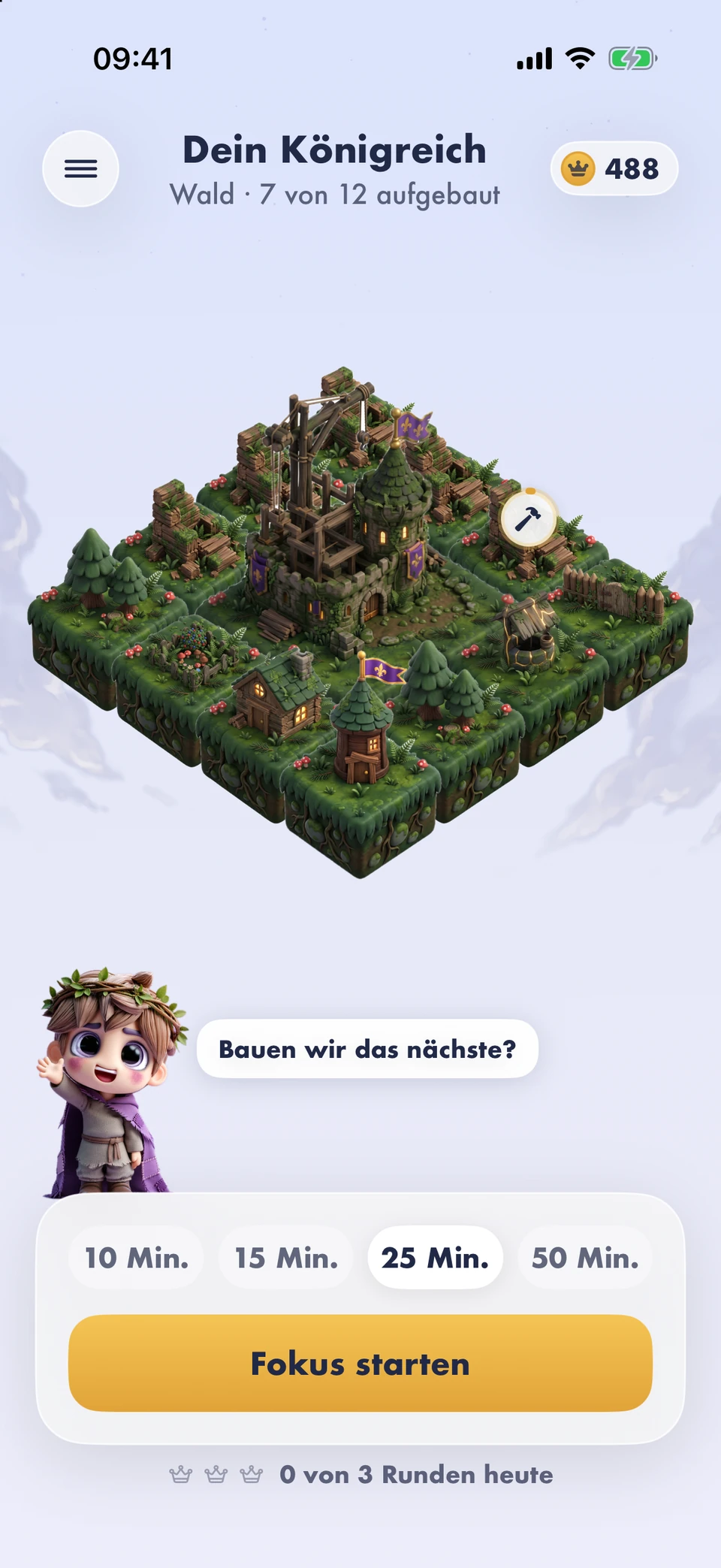 Crownly: dein Königreich auf der Wald-Insel