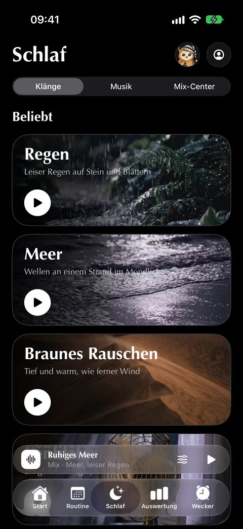 Lunvo: Einschlafklänge wie Regen, Meer und braunes Rauschen