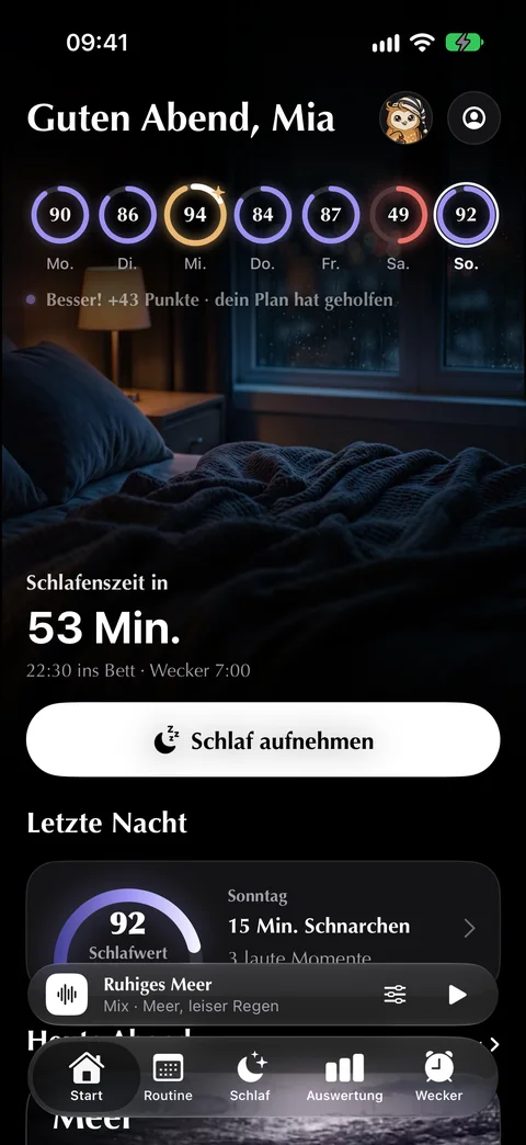 Lunvo: deine Woche als Ringe, die beste Nacht in Gold, eine schlechte in Rot